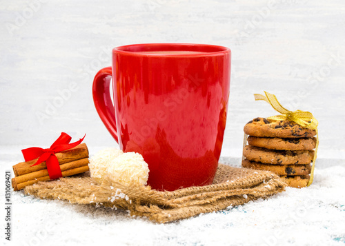 Christmas decoration hanging over wooden background