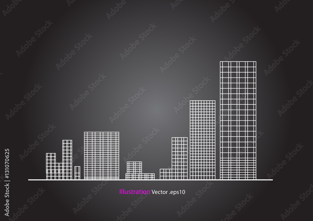 city view, architecture abstract,  architecture drawing, 3d illustration vector