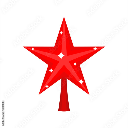 Christmas red Star for tree. decoration for fir-tree isolated. N