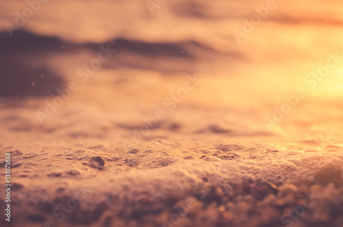 Copy space of smooth wave beach and sand texture background.