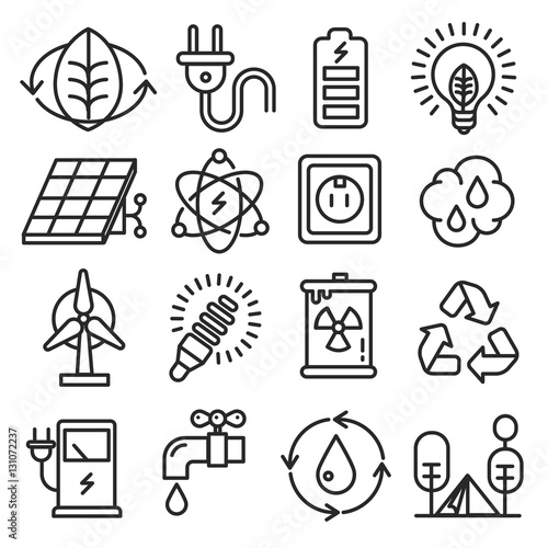 Vector icons lines set collection eco nature