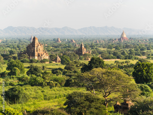 View over the temples of Bagan at sunrise