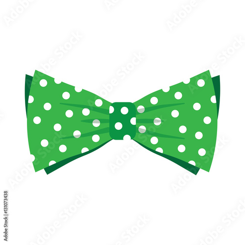 Elegant green bow tie with white polka dots