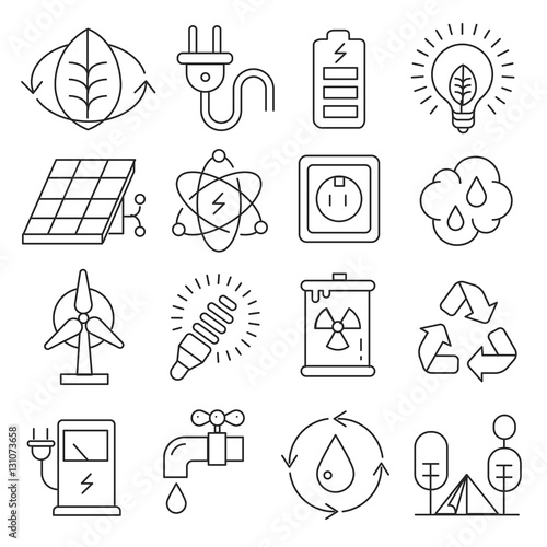 Vector icons lines set collection eco nature