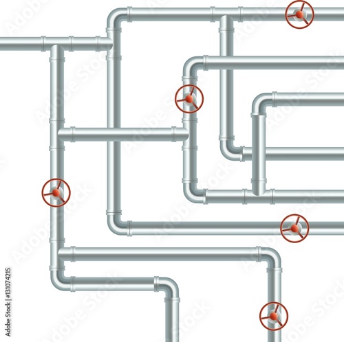 Metal industrial pipes labyrinth connection with wheel valves