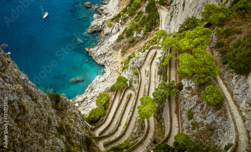 Panorama of Via Krupp on Capri island in Italy