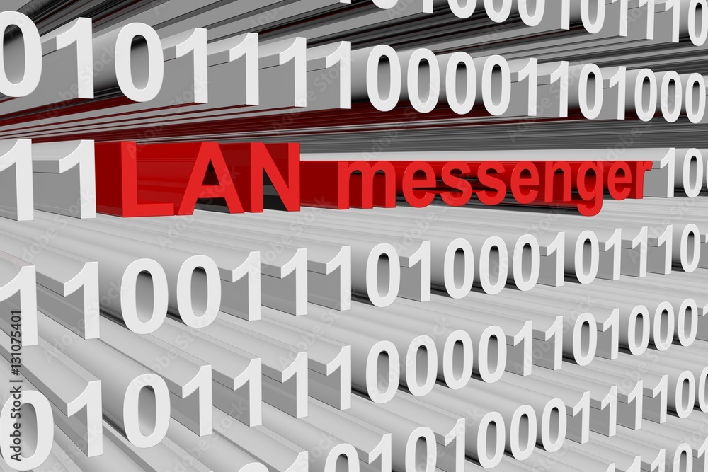 LAN messenger in the form of binary code, 3D illustration