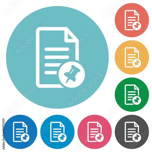Document pin flat round icons