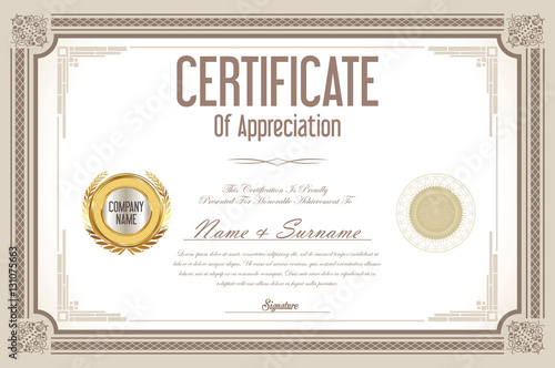 Certificate retro design template 