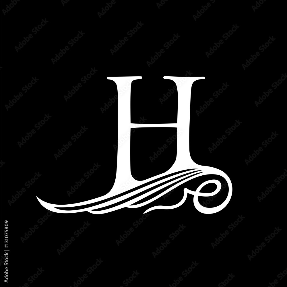 Capital Letter H for Monograms, Emblems and Logos. Beautiful Filigree Font. Is at Conceptual wing or waves. Capital Letter H for Monograms, Emblems and Logos. Beautiful Filigree Font. Is at Conceptual wing or waves.
