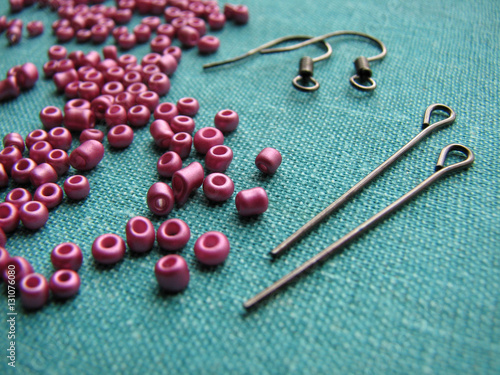 Lilac beads and pieces for making earrings, handmade jewelry