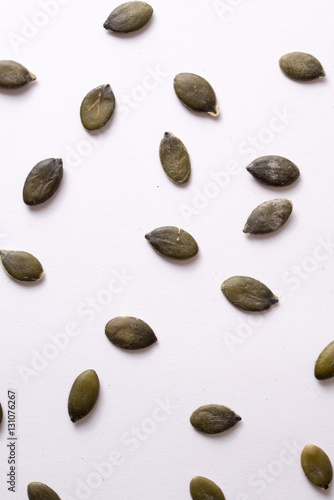 pumpkin seeds on white background