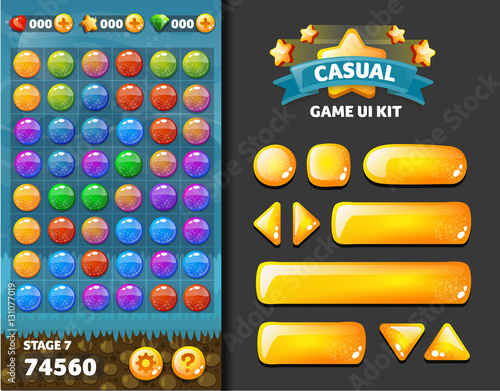 background and buttons for mobile game development, ui design kit