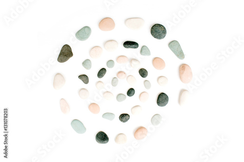 Photography Creative spiral arrangement of colored stones