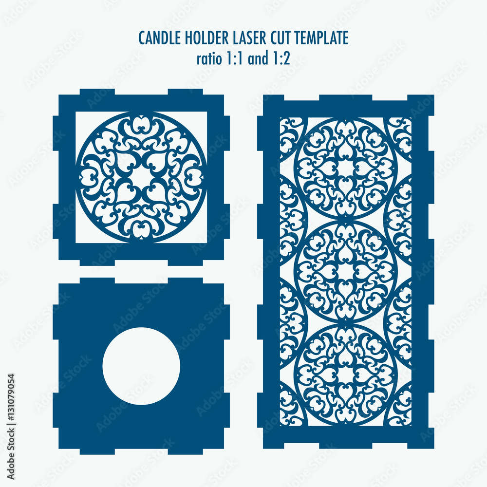 Laser cut template for candle holder. DIY laser cutting template for diy,  interior elements, wood carving, paper cutting, scrapbooking Stock Vector |  Adobe Stock