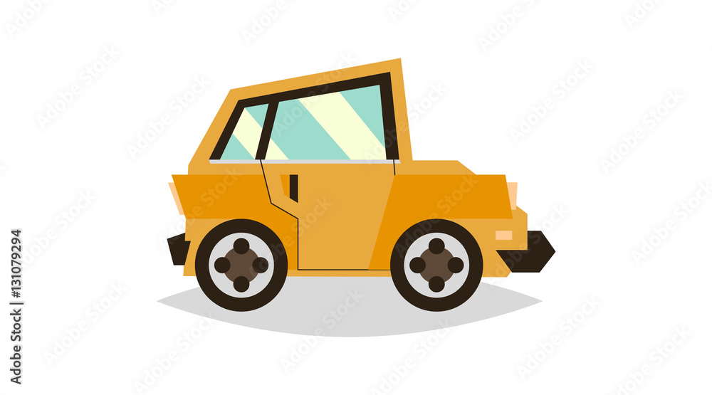 Orange toy car. Vehicles for traveling. Vector illustration Orange toy car. Vehicles for traveling. Vector illustration