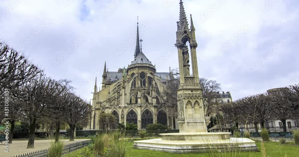 Time lapse sliding view of Notre Dame de Paris, France Time lapse sliding view of Notre Dame de Paris, France