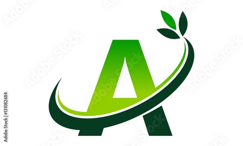 Swoosh Leaf Letter A