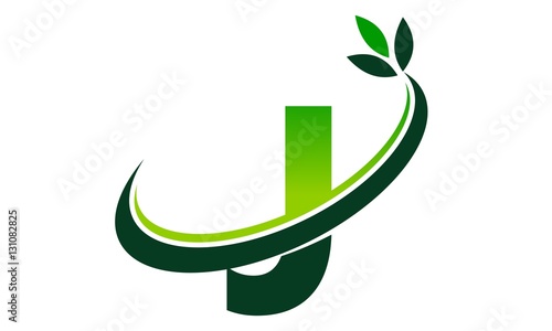Swoosh Leaf Letter J