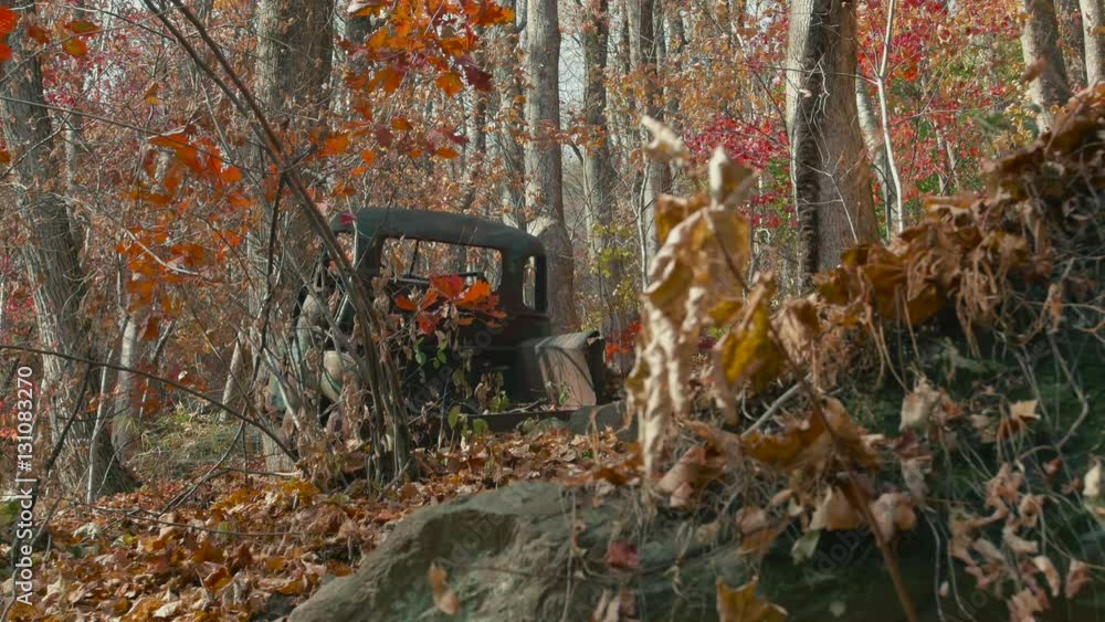 Old Abandoned Truck in Woods, 4K Old Abandoned Truck in Woods, 4K