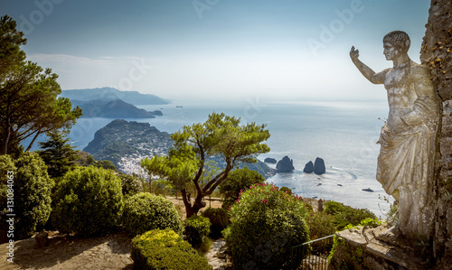 Panorama of Capri Island from Mount Solaro, Italy