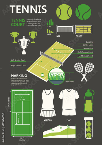 Tennis. Vector logo of icons. Sports objects. Simple elements and symbols for your design on black background.