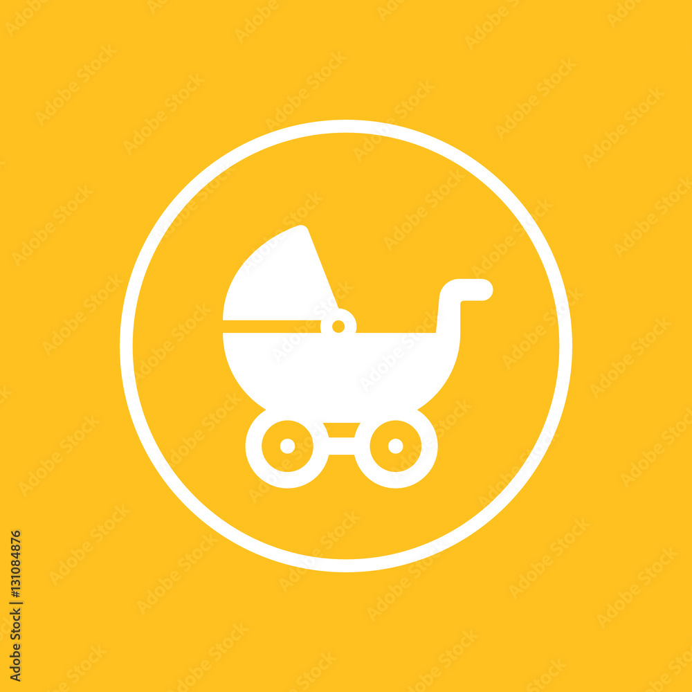 baby carriage, pram icon in circle, vector illustration baby carriage, pram icon in circle, vector illustration