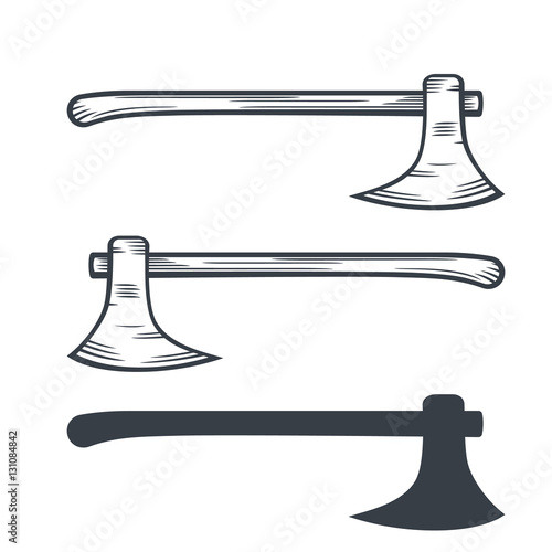 axes, outline and silhouette over white, vector illustration