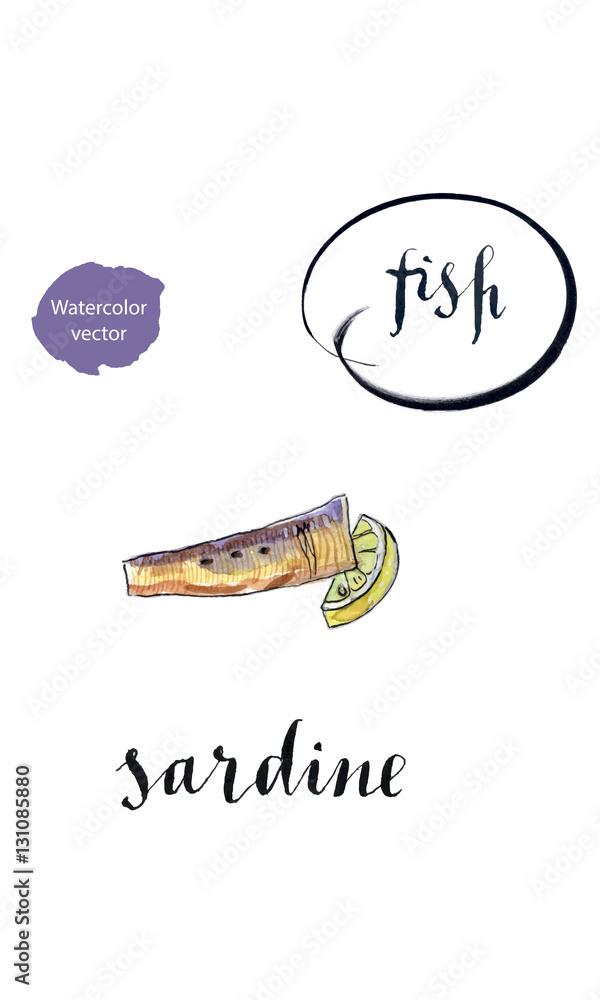 Piece of sardine and lemon Piece of sardine and lemon