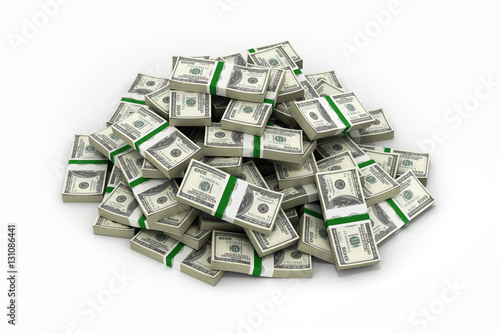 big pile of money american dollar bills on white background 3d i