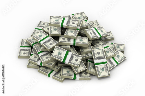 big pile of money american dollar bills on white background 3d i