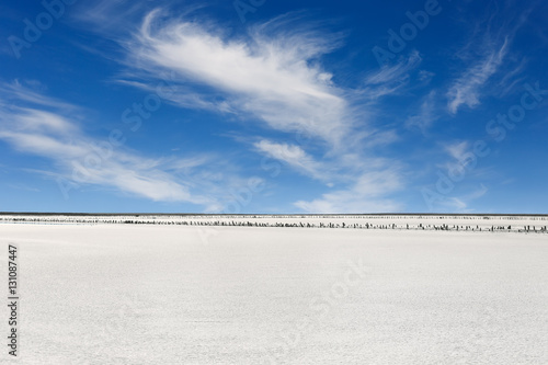 salty lake with blue sky photo