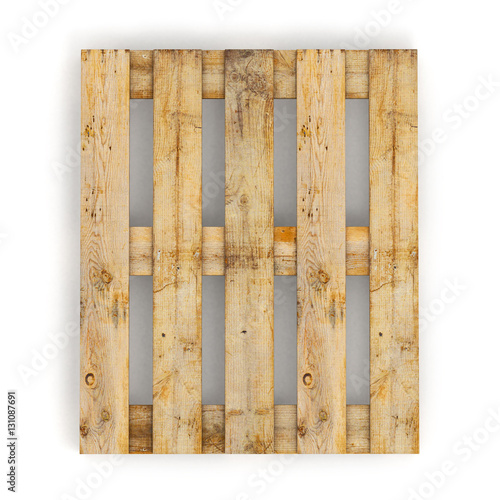 Wooden pallet. Isolated on white.3D illustration..