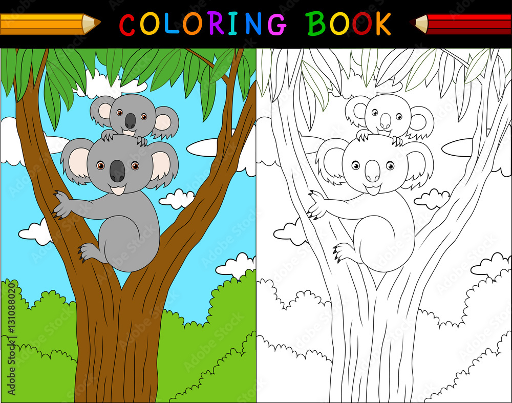 Fototapeta premium Kolorowanka koala kreskówka, seria australijskich zwierząt