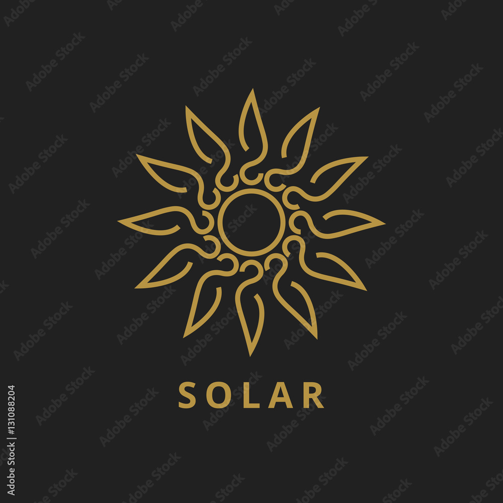 Fototapeta premium Floral line vector set. Flower outline logo