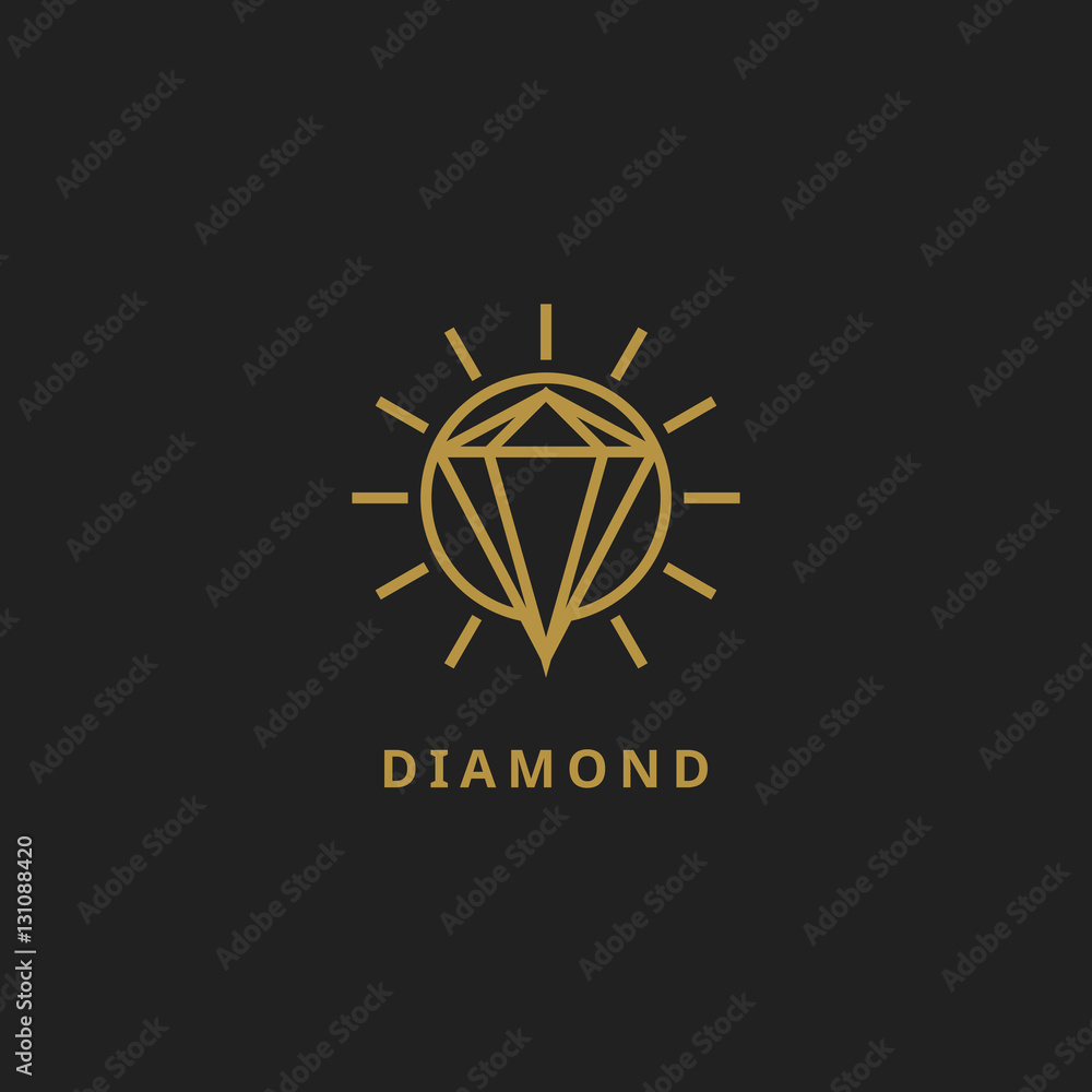 Vector outline company logo. Dark grey card with golden diamond logo Vector outline company logo. Dark grey card with golden diamond logo