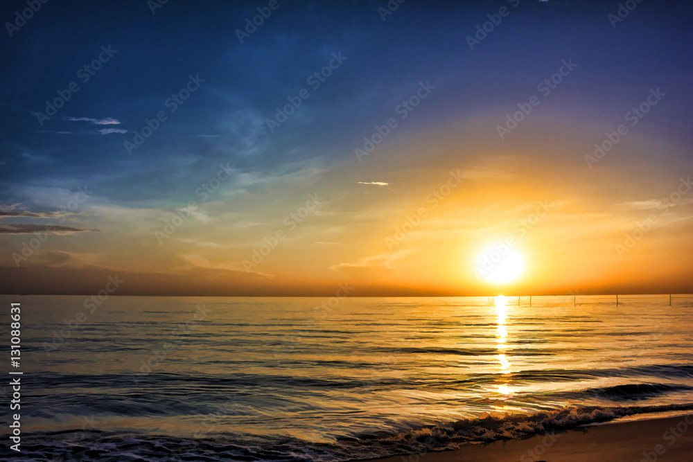 Beautiful sunrise from the sea