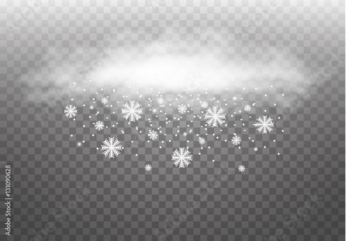 Vector illustration of cool single weather icon - cloud with snow in the dark sky