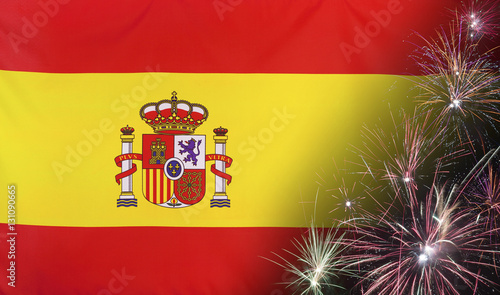Spain Flag Firework real fabric