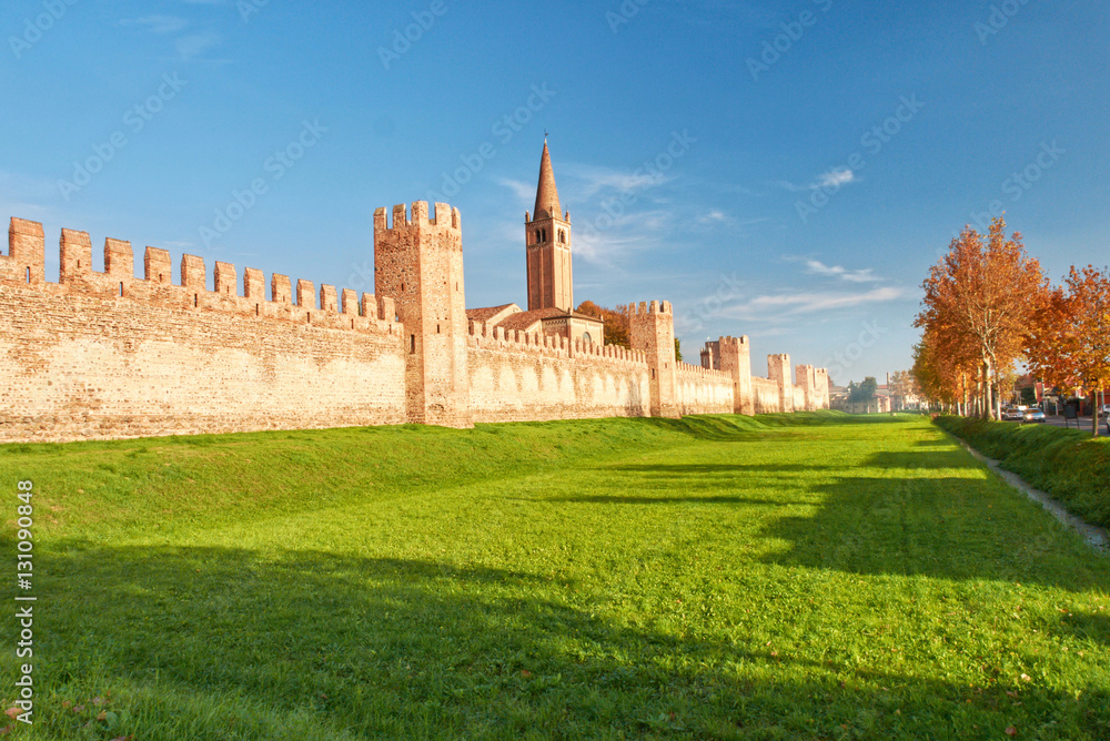 Fototapeta premium Fortification of the small town in the north of Italy. Montagnan