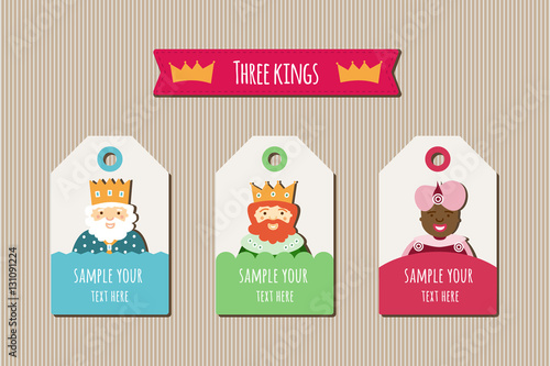 Shopping tags with three kings decoration