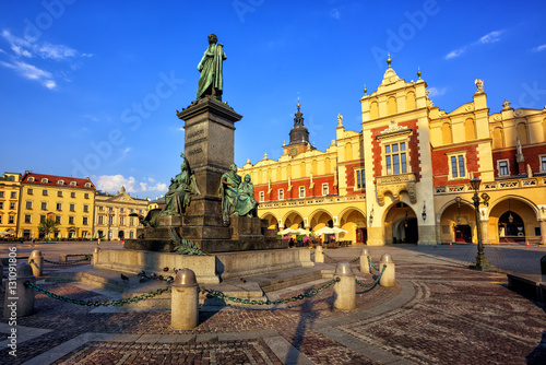 Cloth Hall and Adam Mickiewicz Monument, Krakow, Poland
