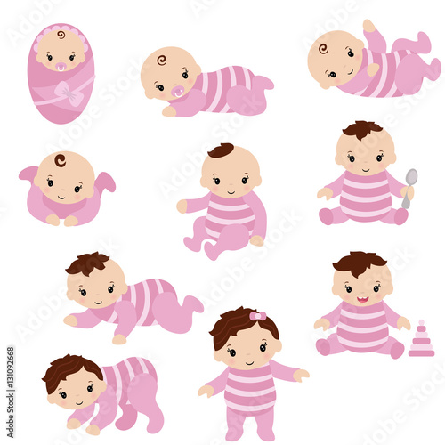 Set of cute baby girls