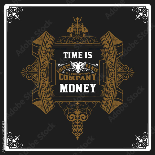 Whiskey label with old frames. Vector layered