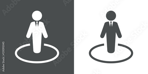 Icono plano hombre de negocios en círculo gris y blanco