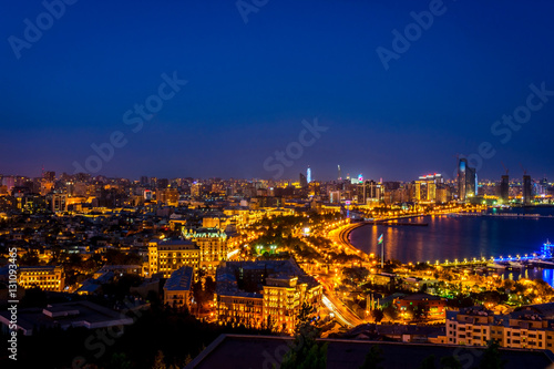 View over Baku at night, Azerbaijan © dinozzaver