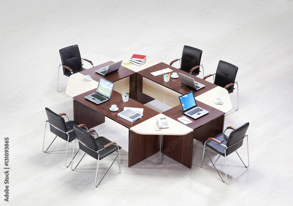 Meeting table top view Meeting table top view