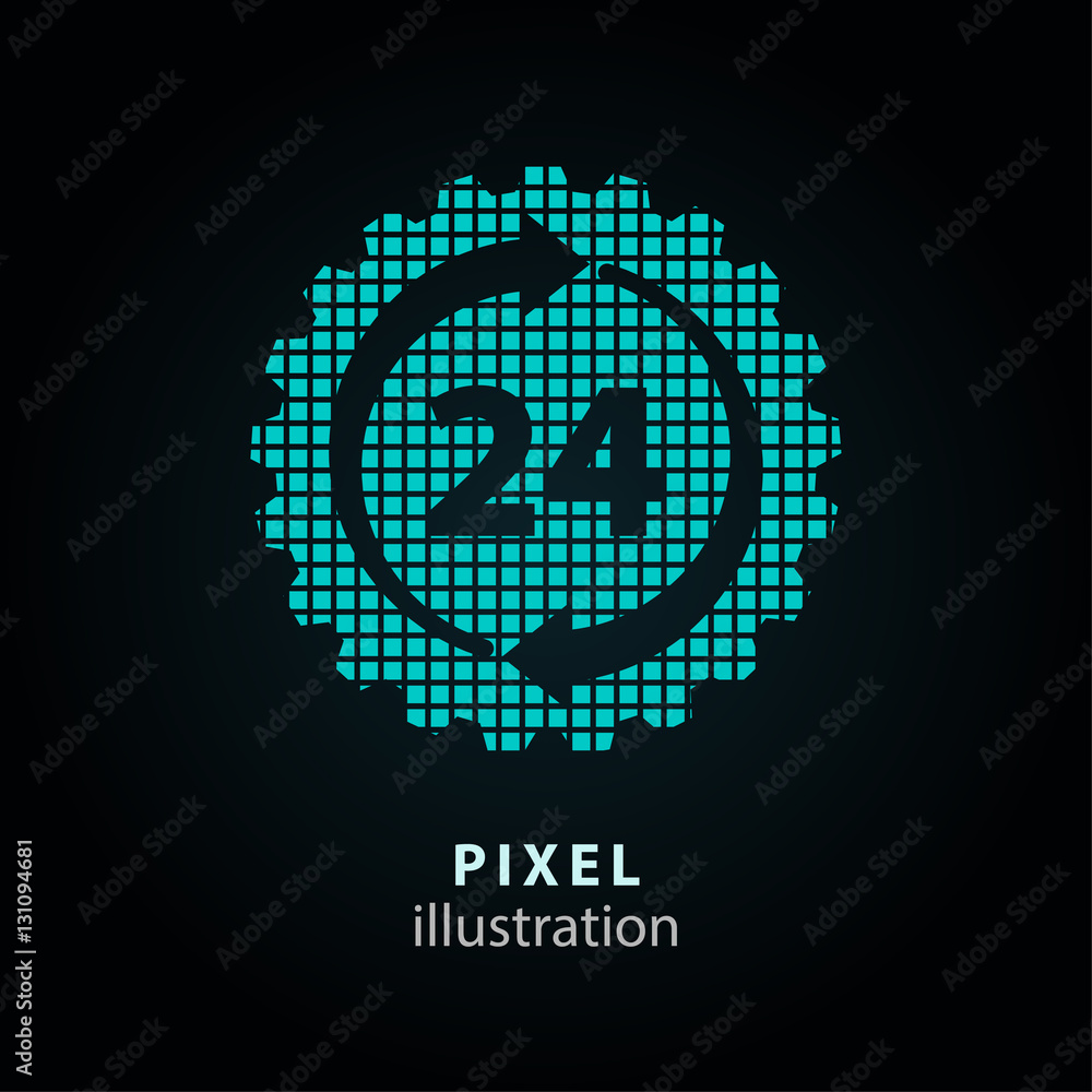 Obraz premium 24 hour service - pixel illustration.