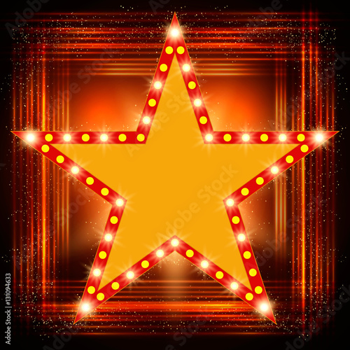 Star retro light banner on shining background