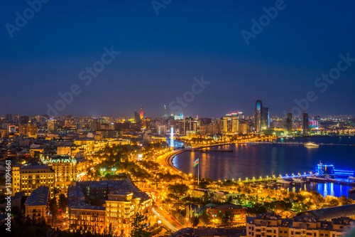 View over Baku at night, Azerbaijan